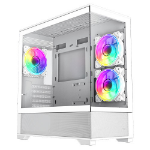 GAMEMAX Vista MW White MATX Case TG Front & Side 3 x ARGB Fans - GMX-VISTA-MW-3