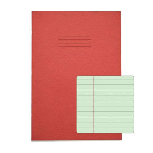 Image of Rhino A4 Special Exercise Book 48 Page, Red with Tinted Green...