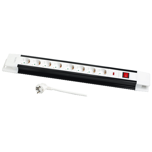 LogiLink LPS207 power extension 3 m 8 AC outlet(s) Black. White