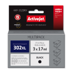 Activejet ARP-302BRX ink (replacement for HP 302XL F6U68AE; Supreme; 3 x 17 ml; black)