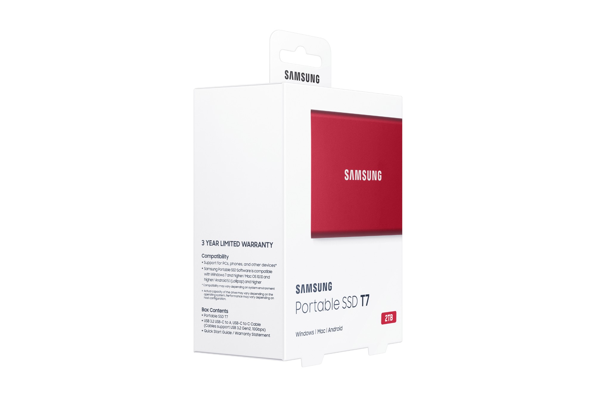 Samsung Portable SSD T7 2000 GB Red