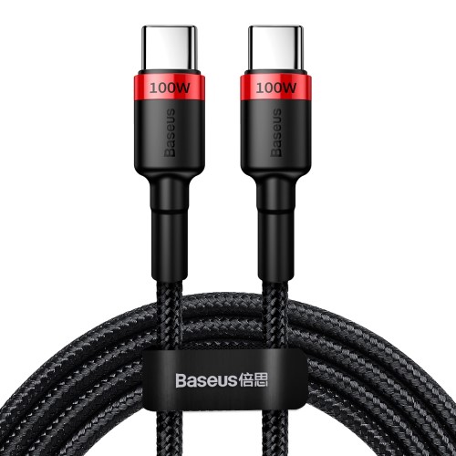 EU Product - Cafule USB-C Cable 100W, PD2.0 2m - Red - Black thumbnail