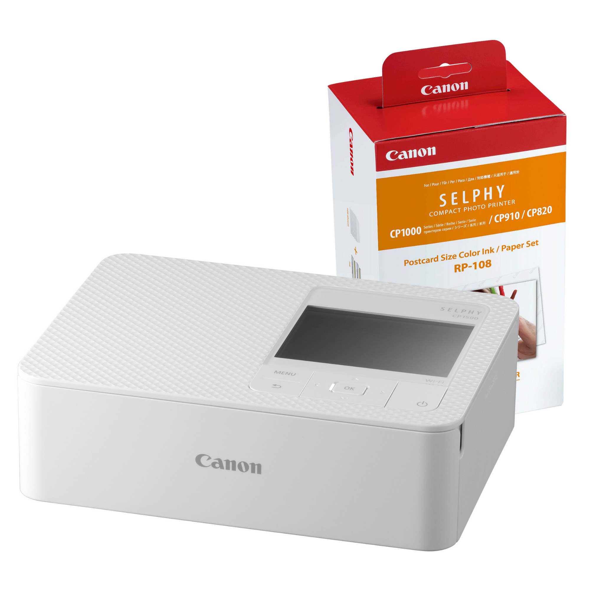 Canon SELPHY CP1500 Wireless Photo Printer Inc RP-108 Ink Paper Set