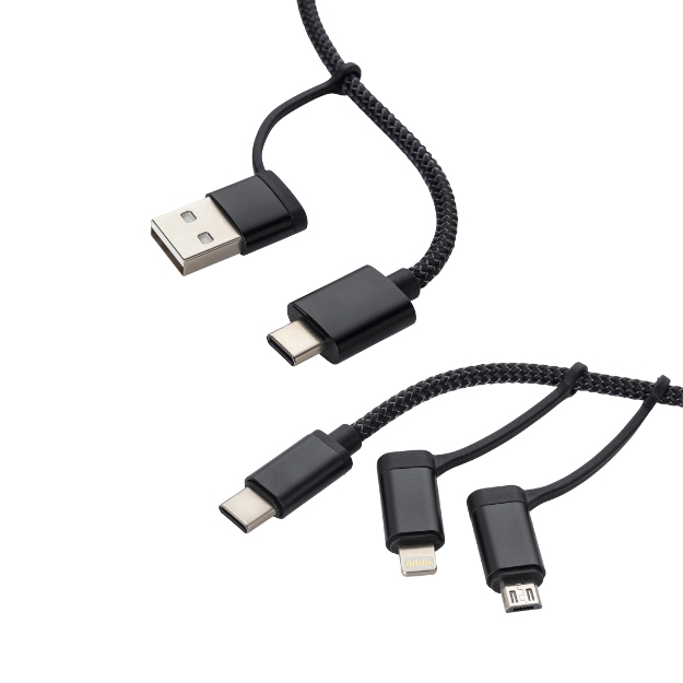 Connektgear Men's 1M 3 In 1 Charge And Sync Cable Type C/A To Type C/B Micro
