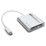 Tripp Lite U452-003 USB 3.1 Gen 1 USB-C Multi-Drive Smart-Card Flash-Memory Media Reader/Writer, Thunderbolt™ 3 Compatible