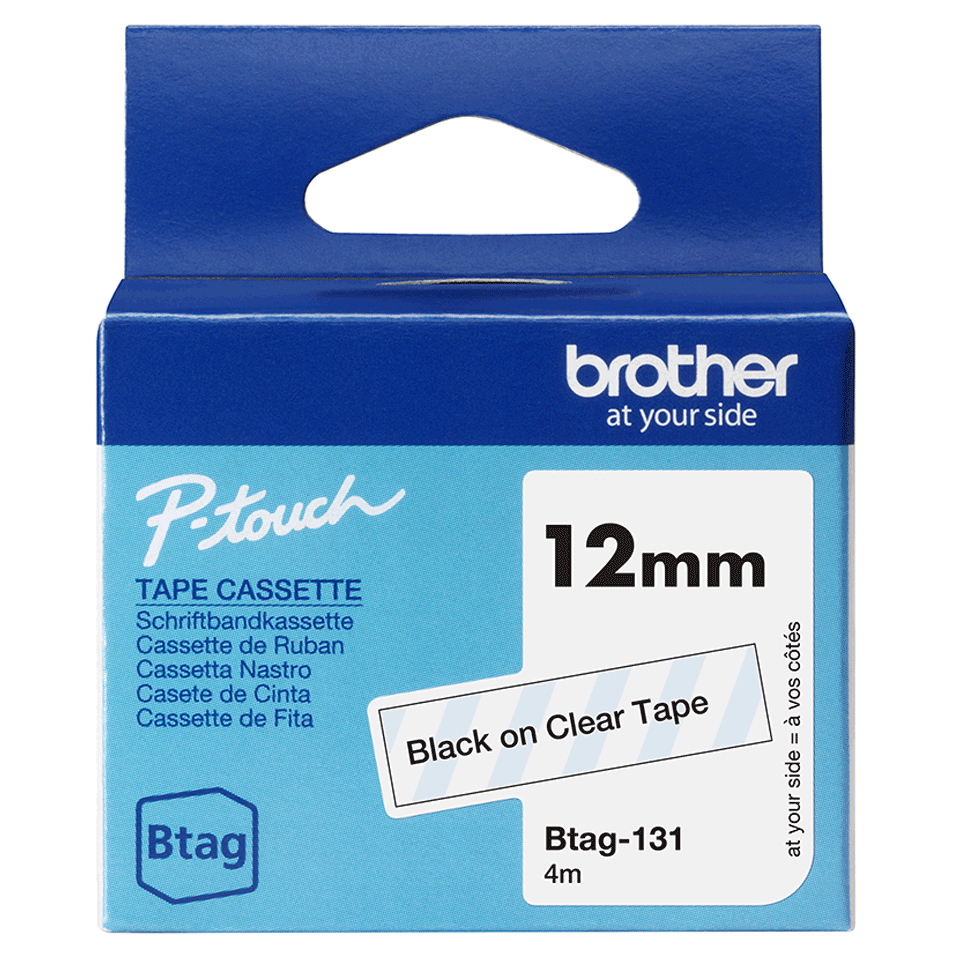 Brother BTAG-131 DirectLabel-etikettes black on Transparent 12mm x 4m for Brother Btag 12mm