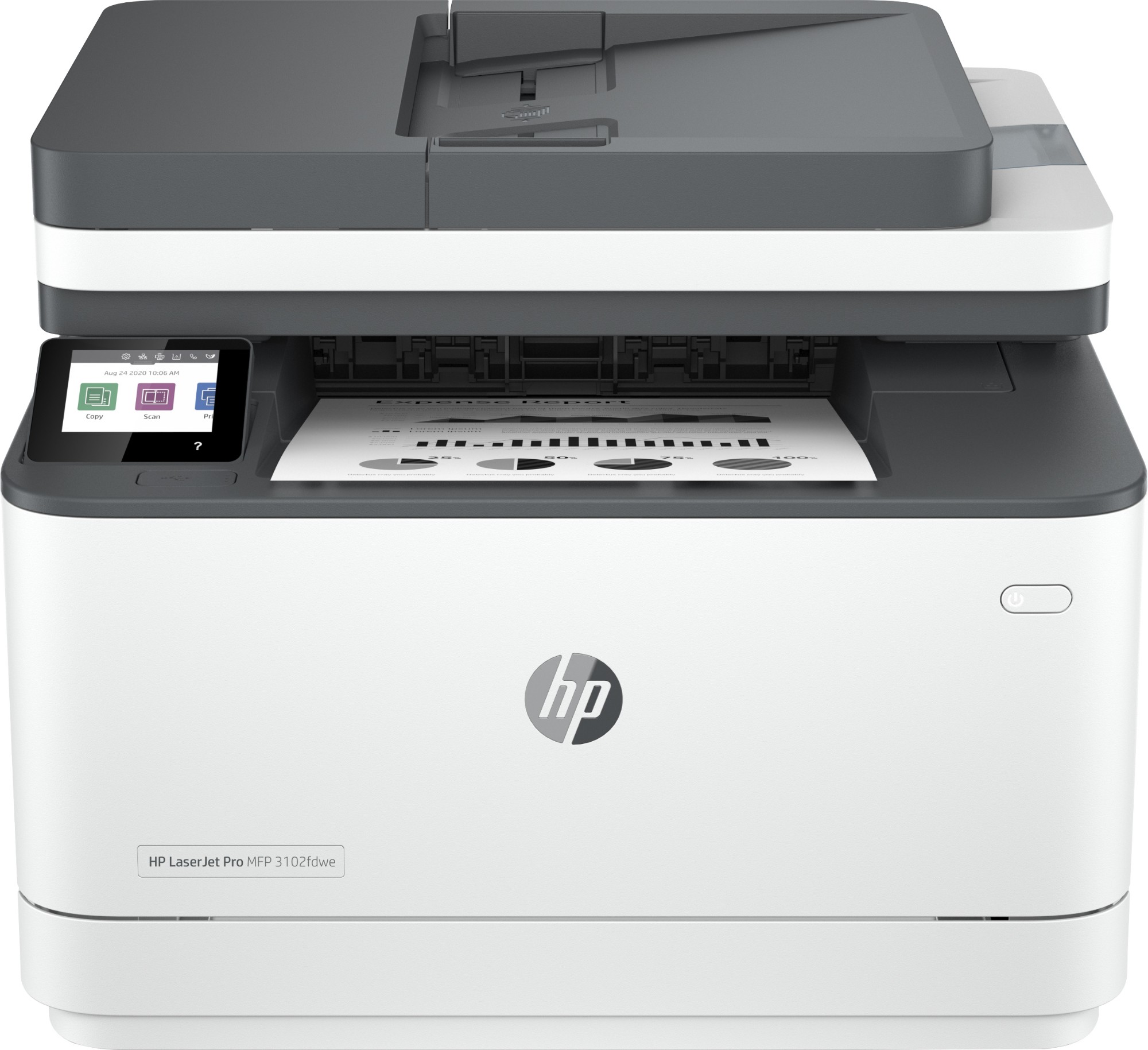 HP LaserJet Pro MFP3102fdwe Printer, Black and white, Printer for Small medium business, Print, copy, scan, fax, Automatic document feeder; Two-sided printing; Front USB flash drive port; Touchscreen