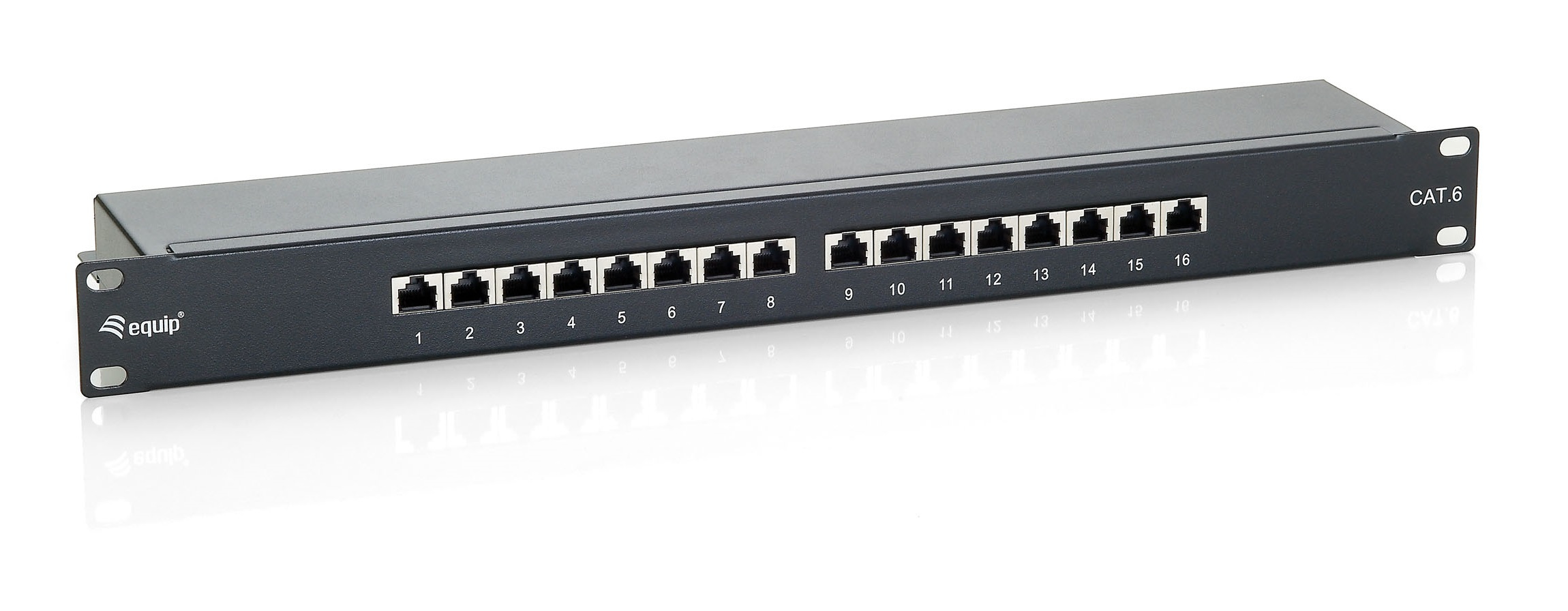 Image of Equip 16-Port Cat.6 Shielded Patch Panel, Black