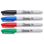 Sharpie Permanent Marker Fine Tip 0.9mm Line Assorted Standard Colours (Pack 4)
