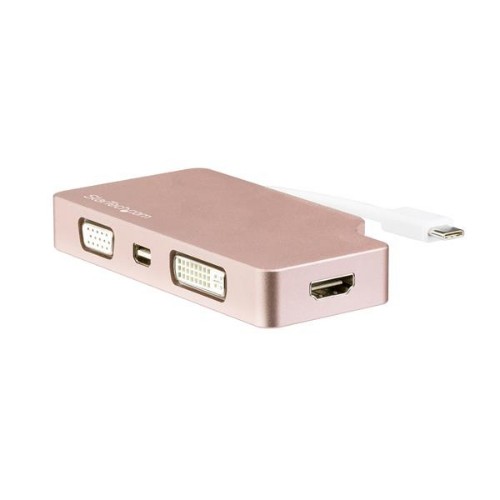 StarTech.com USB C Multiport Video Adapter with HDMI, VGA, Mini DisplayPort or DVI - USB Type C Monitor Adapter to HDMI 1.4 or mDP 1.2 (4K) - VGA or DVI (1080p) - Rose Gold Aluminum