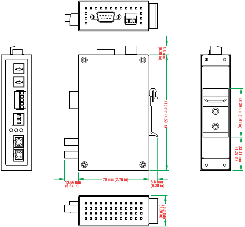 Moxa ICF-1150I-M-SC serial converter/repeater/isolator RS-232 Fiber (SC)