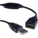 Cablenet 15m USB 2.0 Type A Male - Type A Female Active Black Repeater Cable