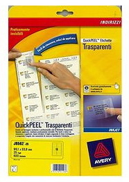 Image of Avery J8562-25 printer label Transparent