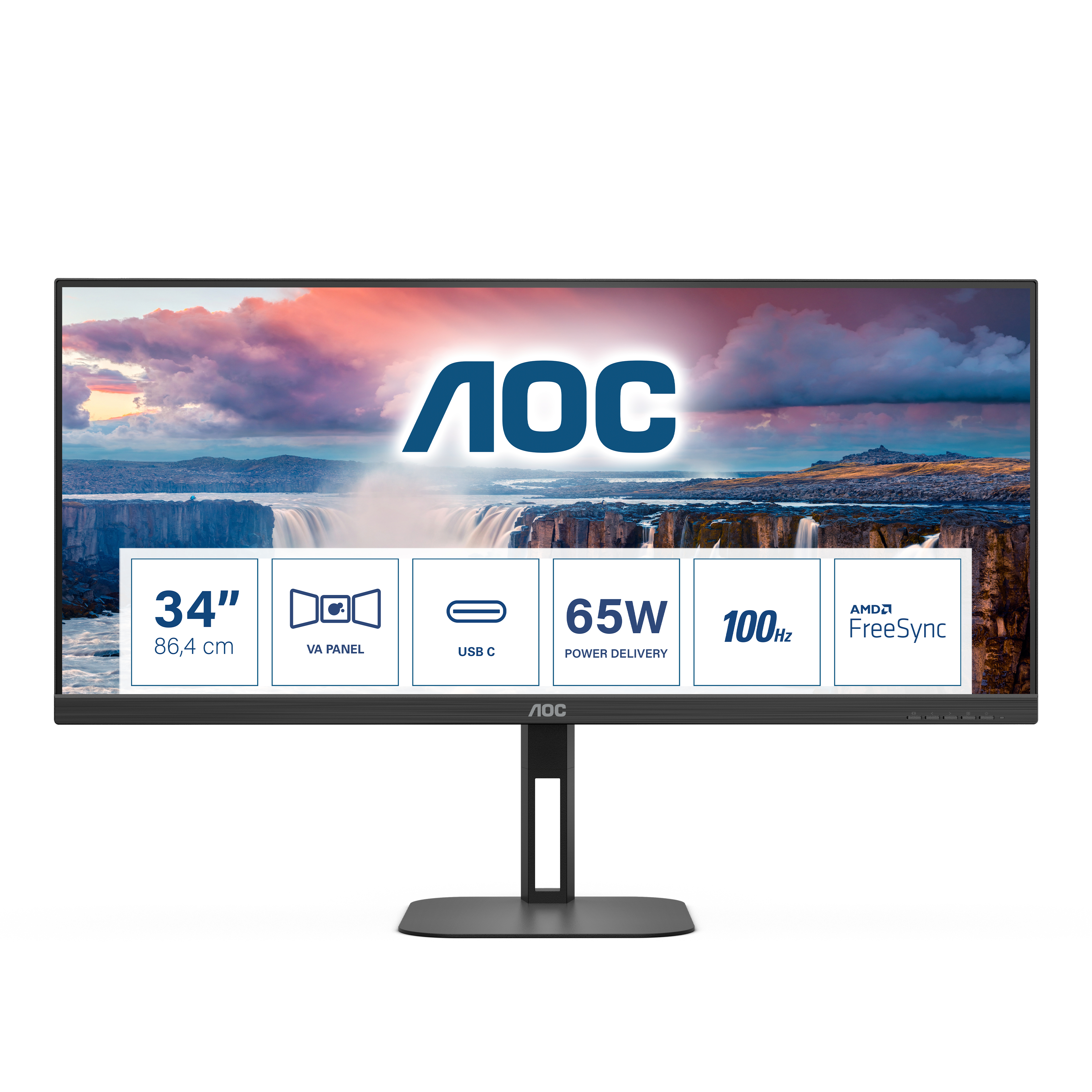 Image of AOC V5 U34V5C/BK computer monitor 86.4 cm (34") 3440 x 1440 pixels...