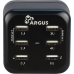 Inter-Tech Argus LS-6US USB Universeel Zwart AC Binnen