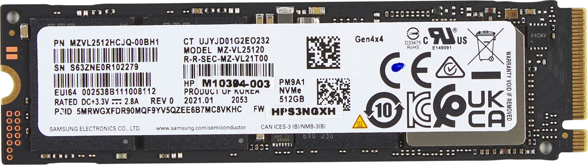 HP 512GB PCIe-4x4 NVMe Solid State Drive