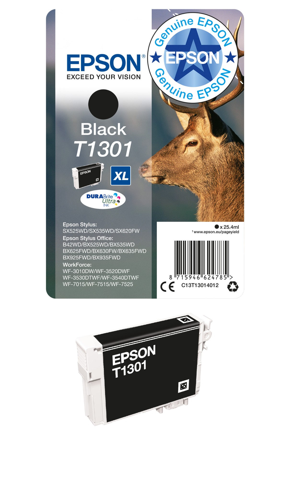 Epson T1301 Stag DURABrite Ultra Ink Cartridge Black C13T13014012