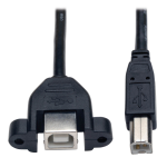 Tripp Lite USB 2.0 Hi-Speed Panel Mount Extension Cable (B to Panel Mount B M/F), 0.31 m (1-ft.)