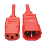 Tripp Lite Standard Computer Power Extension Cord, 10A, 18 AWG (IEC-320-C14 to IEC-320-C13), Red, 1.83 m