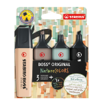 STABILO BOSS ORIGINAL NatureColors marker 4 pc(s) Chisel tip Beige, Black, Green, Light grey