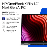 HP OmniBook X Flip 2-in-1 Laptop Next Gen AI 14-kb0000nax Intel Core Ultra 7 35.6 cm (14") Touchscreen 2K 16 GB LPDDR5x-SDRAM Wi-Fi 7 (802.11be) Windows 11 Home Silver