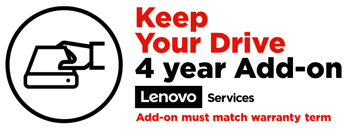 Lenovo Keep Your Drive Add On - Extended service agreement - 4 years - for ThinkCentre M90, M900, M90n-1 IoT, M90q Gen 3, M90s Gen 3, M910, M920, M93
