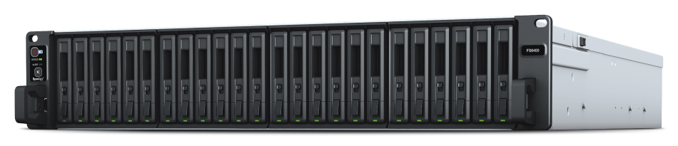 Synology FS6400 23.04TB (24 x 960GB) 24 bay flash-array; 2 x Intel Xeon Silver 4110; 32 GB DDR4 ECC RDIMM; 2 x 1GBE; 2 x 10GbE - Over 240;000 iSCSI 4K random write IOPS; 7000MB/s+ read/write