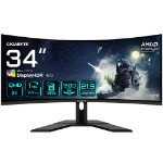 GIGABYTE G34WQC A 34" WQHD Curved Gaming Monitorr - 3440 x 1440, 1500R, 144Hz, 1ms, 350 cd/m², FreeSync Premium, Display HDR400, HDMI 2.0, Displayport 1.4