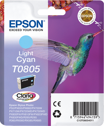 Image of Epson C13T08054011/T0805 Ink cartridge light cyan, 330 pages...