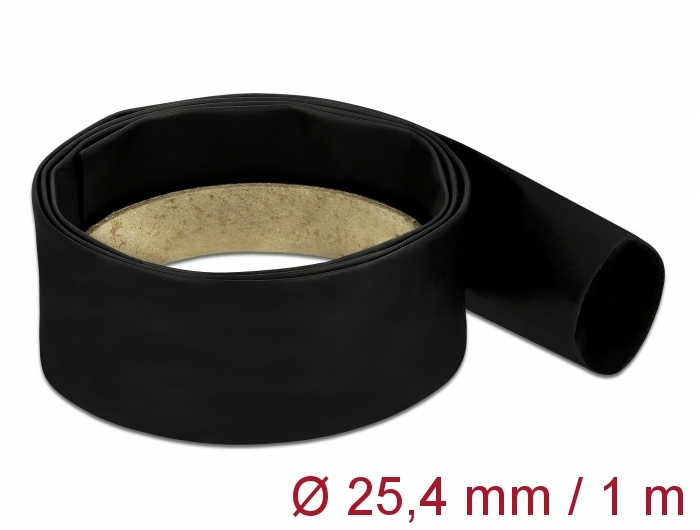 20663 DELOCK Schrumpfschlauch 1 m x 25,4 mm schwarz