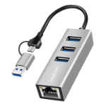 LogiLink USB 3.0 hub, 4x USB-A, 5 Gbit/s, 2-in-1 connection cable, silver