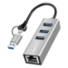 LogiLink USB 3.0 hub, 4x USB-A, 5 Gbit/s, 2-in-1 connection cable, silver
