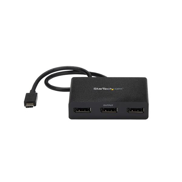 StarTech.com 3-Port Multi Monitor Adapter - USB-C to 3x DisplayPort 1.2 Video Splitter - USB Type-C to DP MST Hub - Dual 4K 30Hz or Triple 1080p - Thunderbolt 3 Compatible - Windows Only