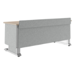 Middle Atlantic Products Forum™ Lectern, 72" Wide, Electrically Height Adjustable, Wilsonart® Kensington Maple, Magnesium Powdercoat, Silver Gray Felt with Schuko Power