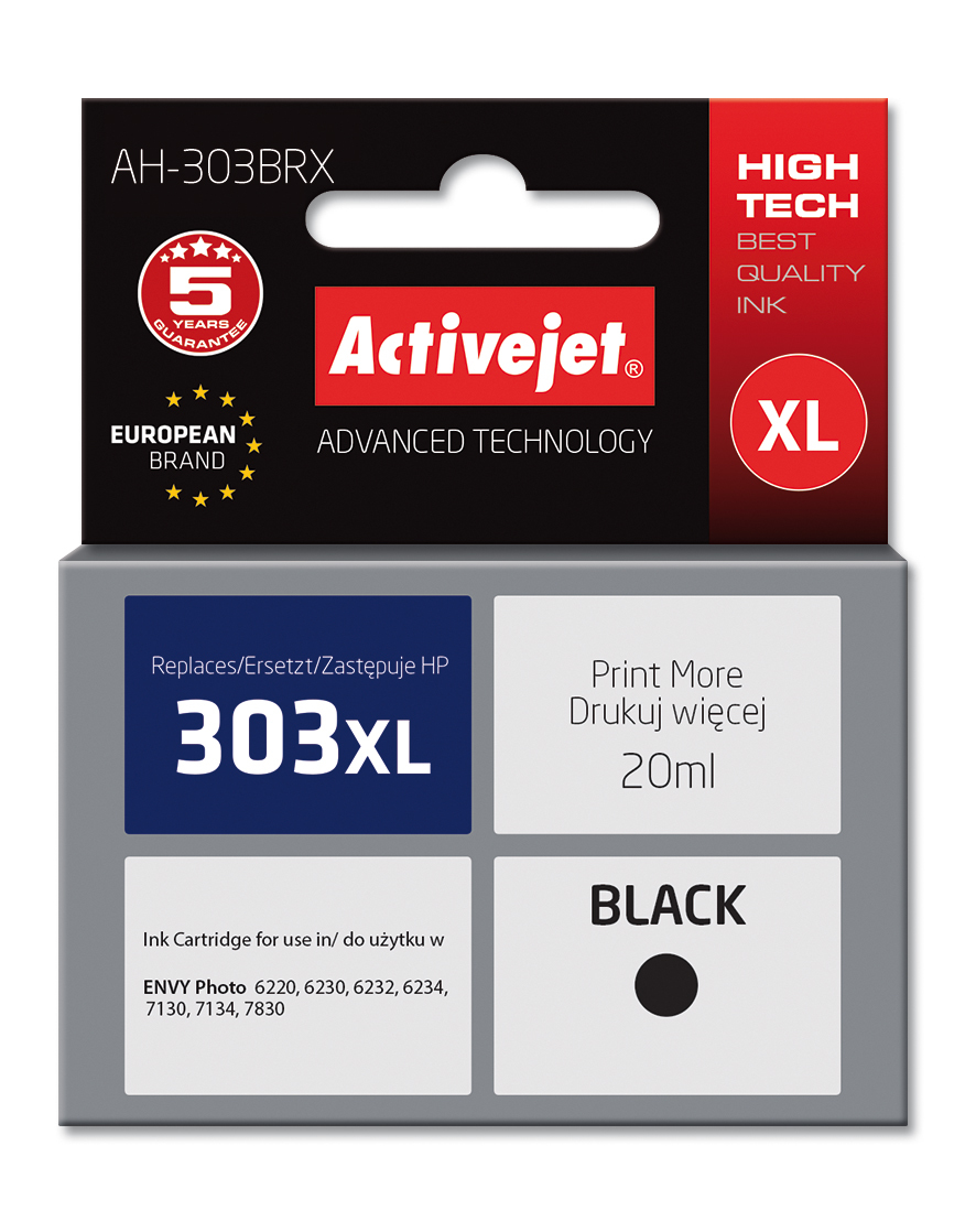 Activejet AH-9303BRX ink (replacement for HP 303XL T6N04AE; Premium; 20 ml; black)