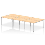 Dynamic Impulse Back-to-Back 6 Person Bench Desk W1200 x D1600 x H730mm With Cable Ports Maple Finish Silver Frame - IB00174 DD