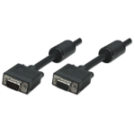 Manhattan VGA Extension Cable with Ferrite Cores, 3m, Male to Female, HD15, Cable of higher SVGA Specification (fully compatible), Shielding with Ferrite Cores helps minimise EMI interference for improved video transmission, Black, Lifetime Warranty, Poly