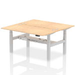 Dynamic Air Back-to-Back W1600 x D800mm Height Adjustable Sit Stand 2 Person Bench Desk With Cable Ports Maple Finish Silver Frame - HA02312 DD