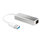 j5create JUE130 USB™ 3.0 Gigabit Ethernet Adapter, Silver and White