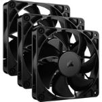 Corsair RS120 PWM 12cm Case Fans (3 Pack), Magnetic Dome Bearing, Daisy-Chain 4-Pin, 2100 RPM, AirGuide Tech, Black