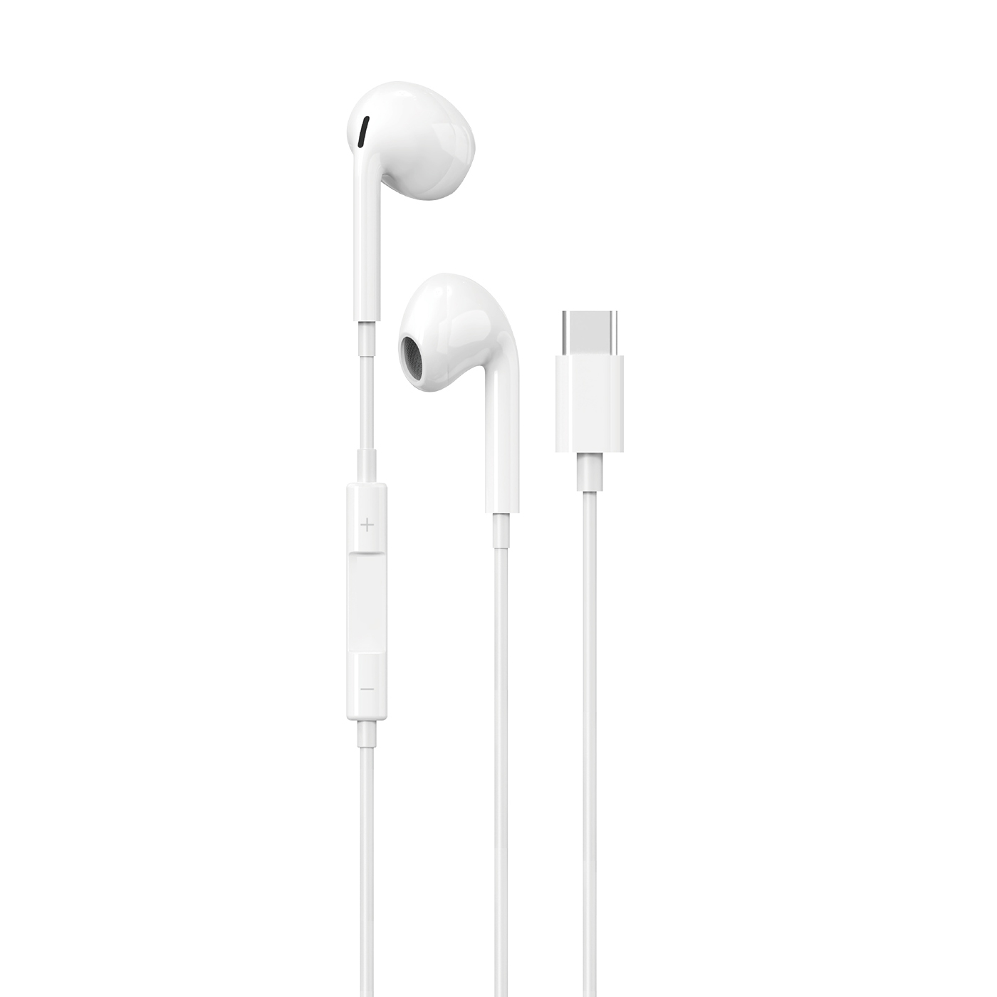 Maplin Wired Earbuds USB-C Hands Free Calling Volume Button - White