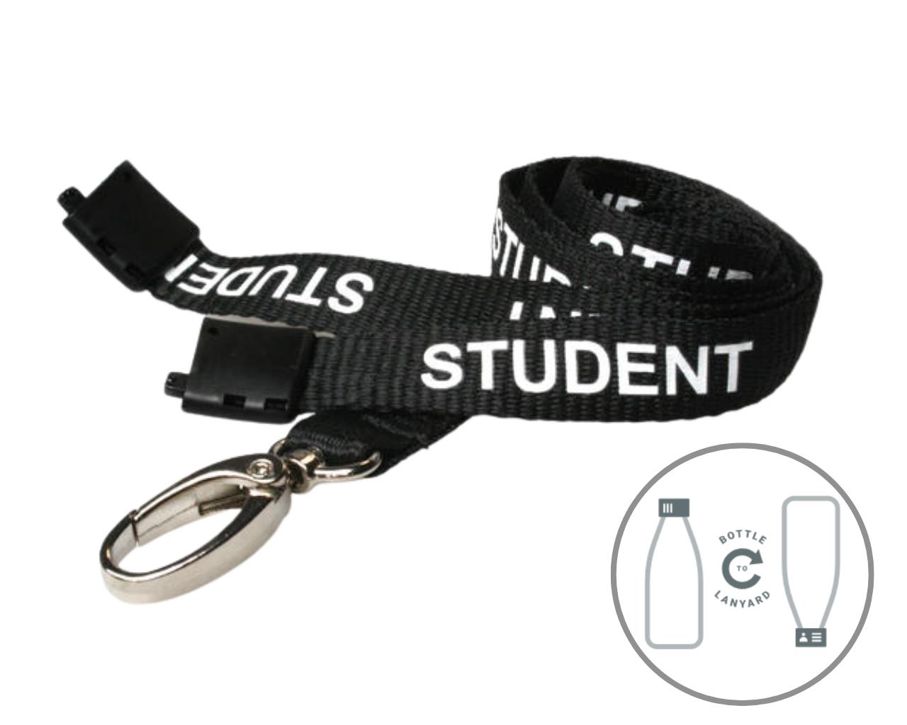 Image of Digital ID 15mm Recycled Black Student Lanyards With Metal Lobster...