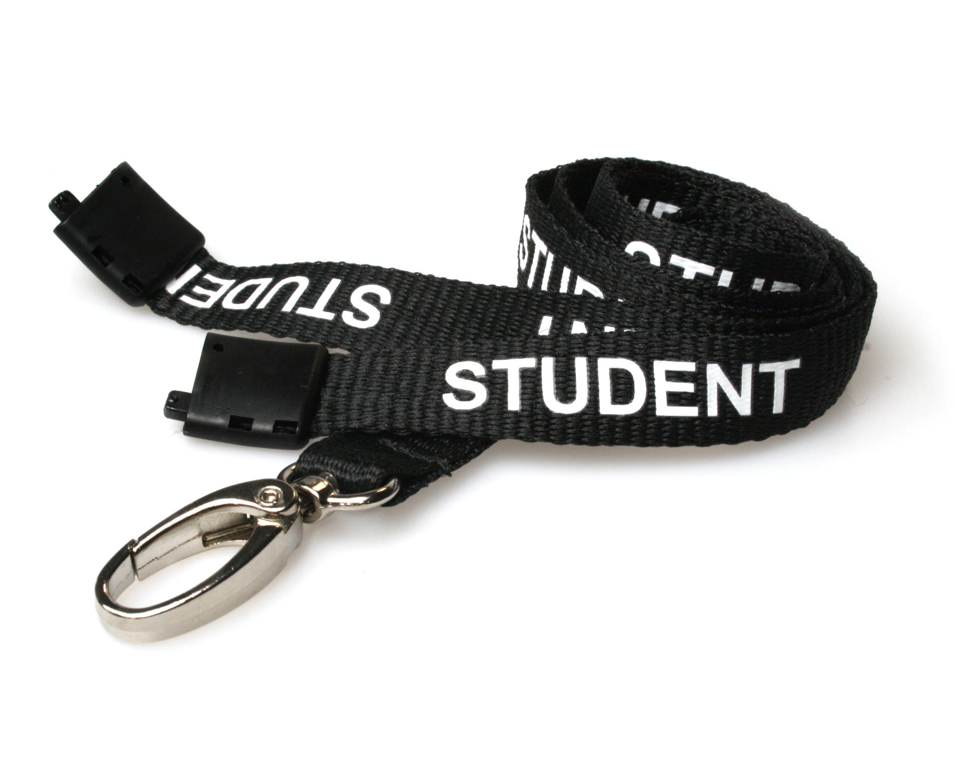 Digital ID 15mm Recycled Black Student Lanyards With Metal Lobster Cli
