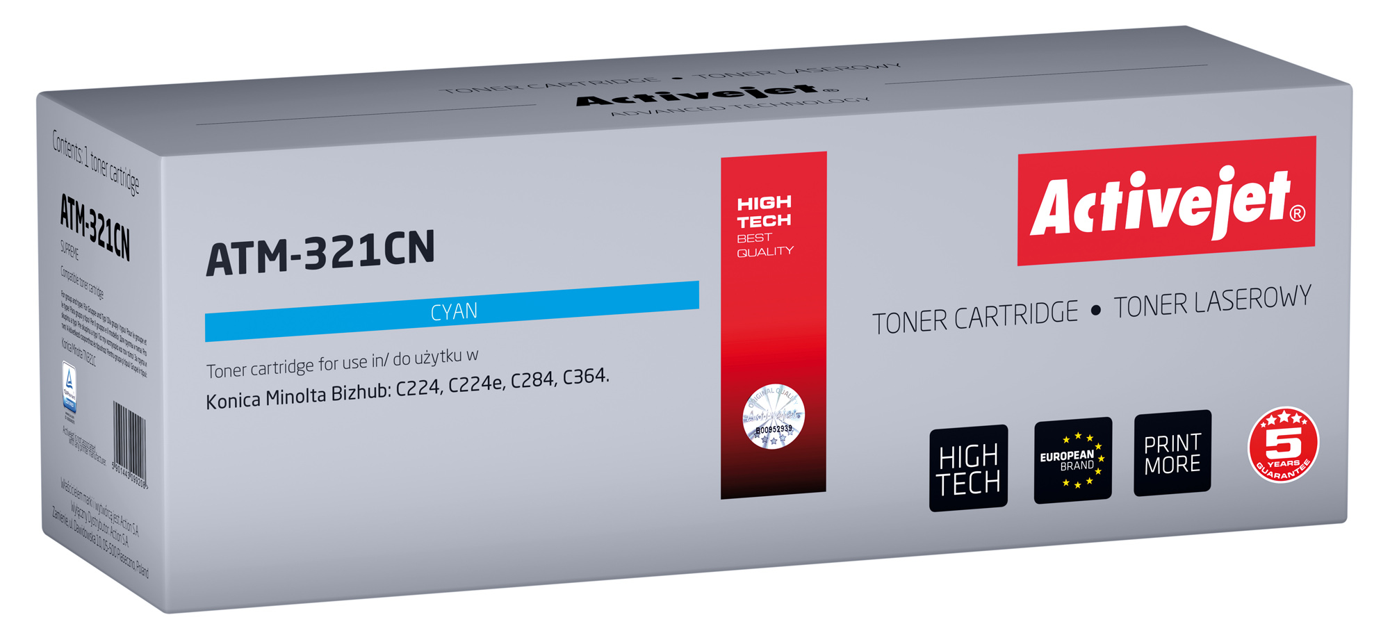 Activejet ATM-321CN toner (replacement for Konica Minolta TN321C; Supreme; 25000 pages; cyan)