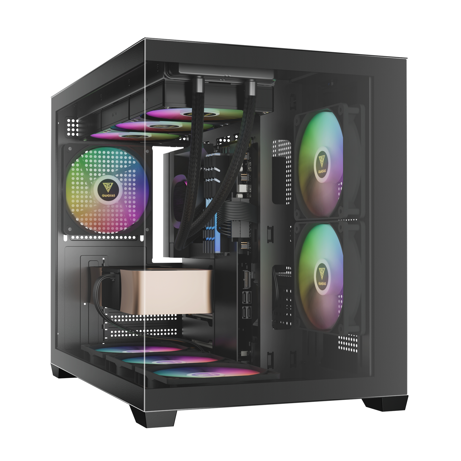 AURA CG10M ARGB GAMDIAS AURA GC10M PANORAMIC ARGB MICRO-TOWER BLACK CASE