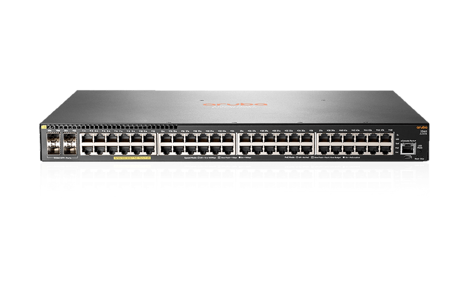 Hewlett Packard Enterprise Aruba 2540 48G PoE+ 4SFP+ Managed L2 Gigabit Ethernet (10/100/1000) Power over Ethernet (PoE) 1U Grey
