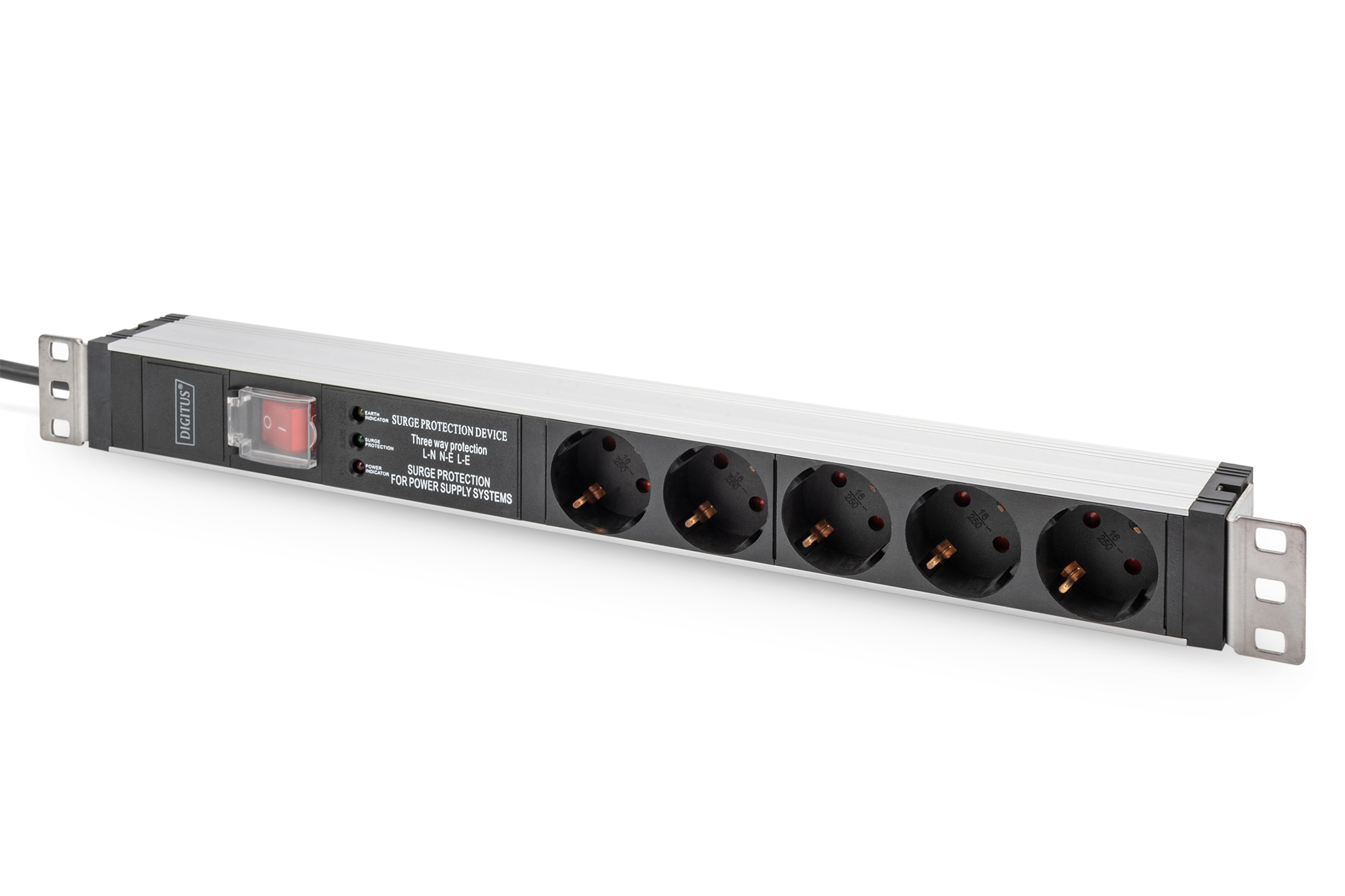 Digitus Socket strip with aluminum profile and switch. surge protectio