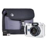 Kodak PIXPRO WPZ2 16MP 4x Zoom Tough Compact Camera - White - Camera + Sandisk 32GB SD Card + System Bag