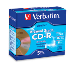 Verbatim Archival Grade CD-R 80MIN 700MB 52X 5pk Jewel Case 5 pcs