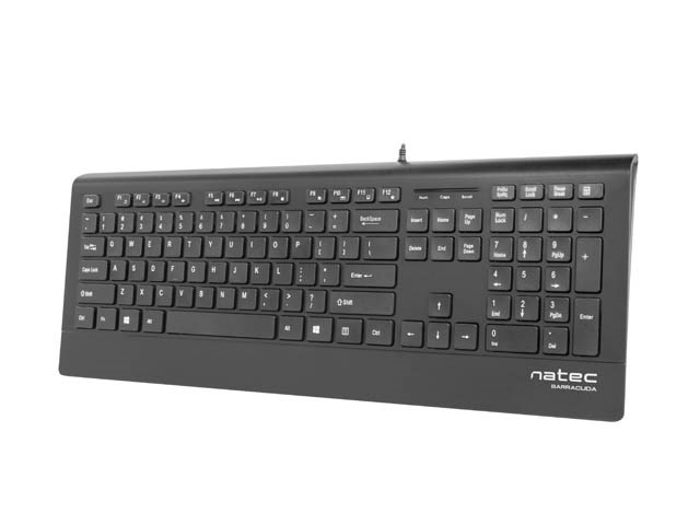 NAT ec Multimedia Keyboard BARRACUDA slim USB, US layout, black
